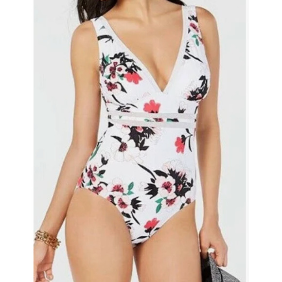 Tommy Hilfiger Other - Tommy Hilfiger Womens One Piece Swim Suit White / Poppy Floral size 12 NWT